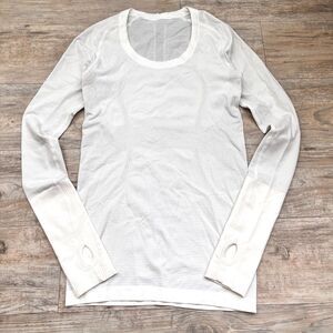 Lululemon Swiftly Tech Long Sleeve Crew White Sz 4 Clean Girl Minimal Athleisure
